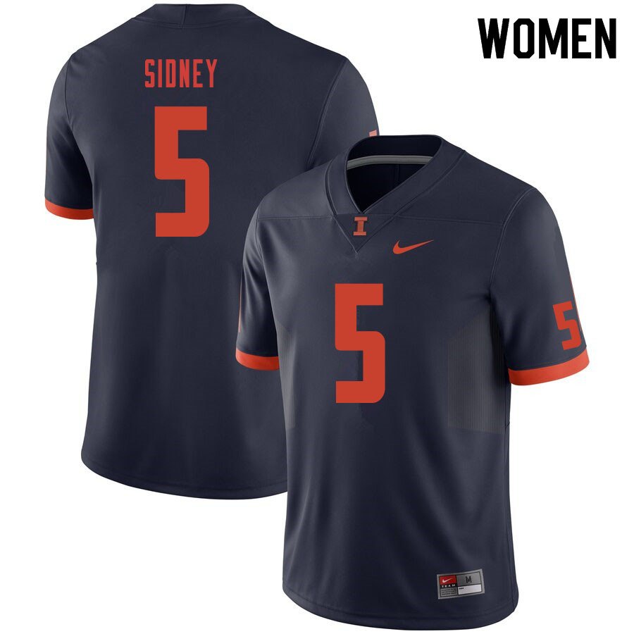 Women #5 Trevon Sidney Illinois Fighting Illini College Football Jerseys Sale-Navy